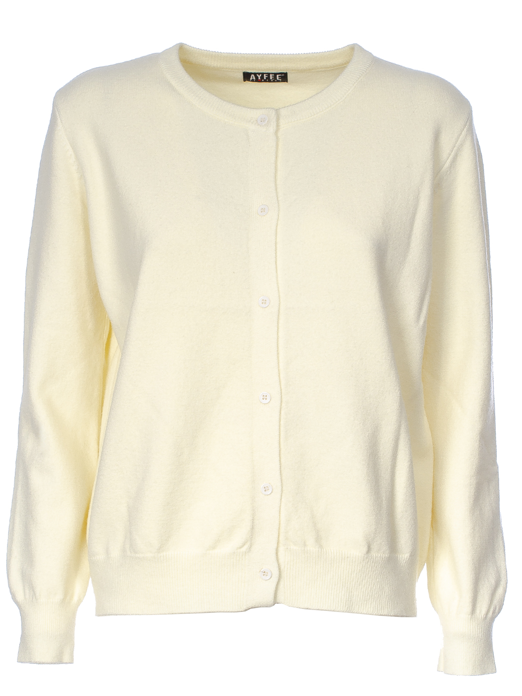 CARDIGAN, 3 TG, 30% AC 22%NY 20%VI 28%PL, MADE IN PRC - WHITE